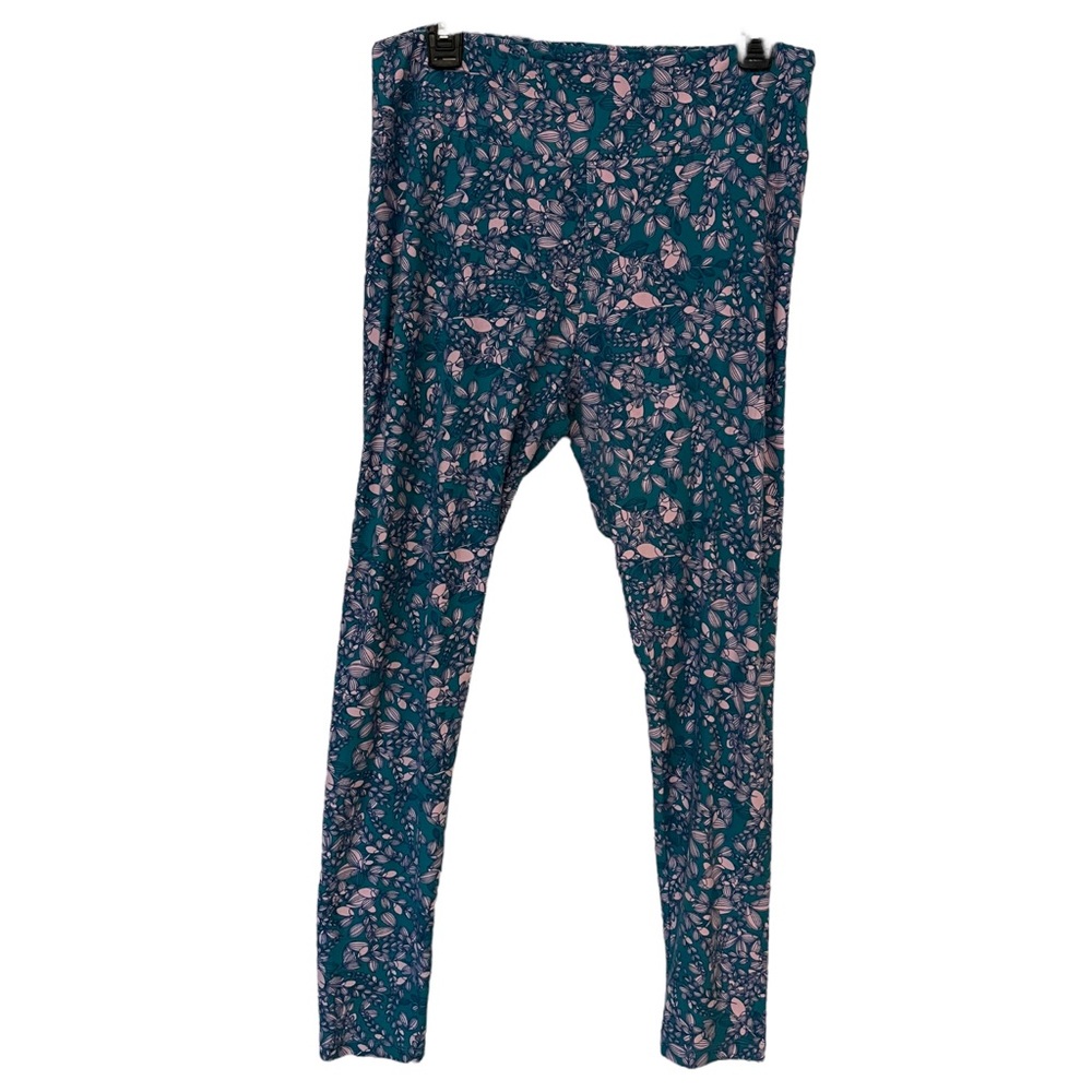 LULAROE TC Leggings Blue/Pink Floral Tall and Curvy